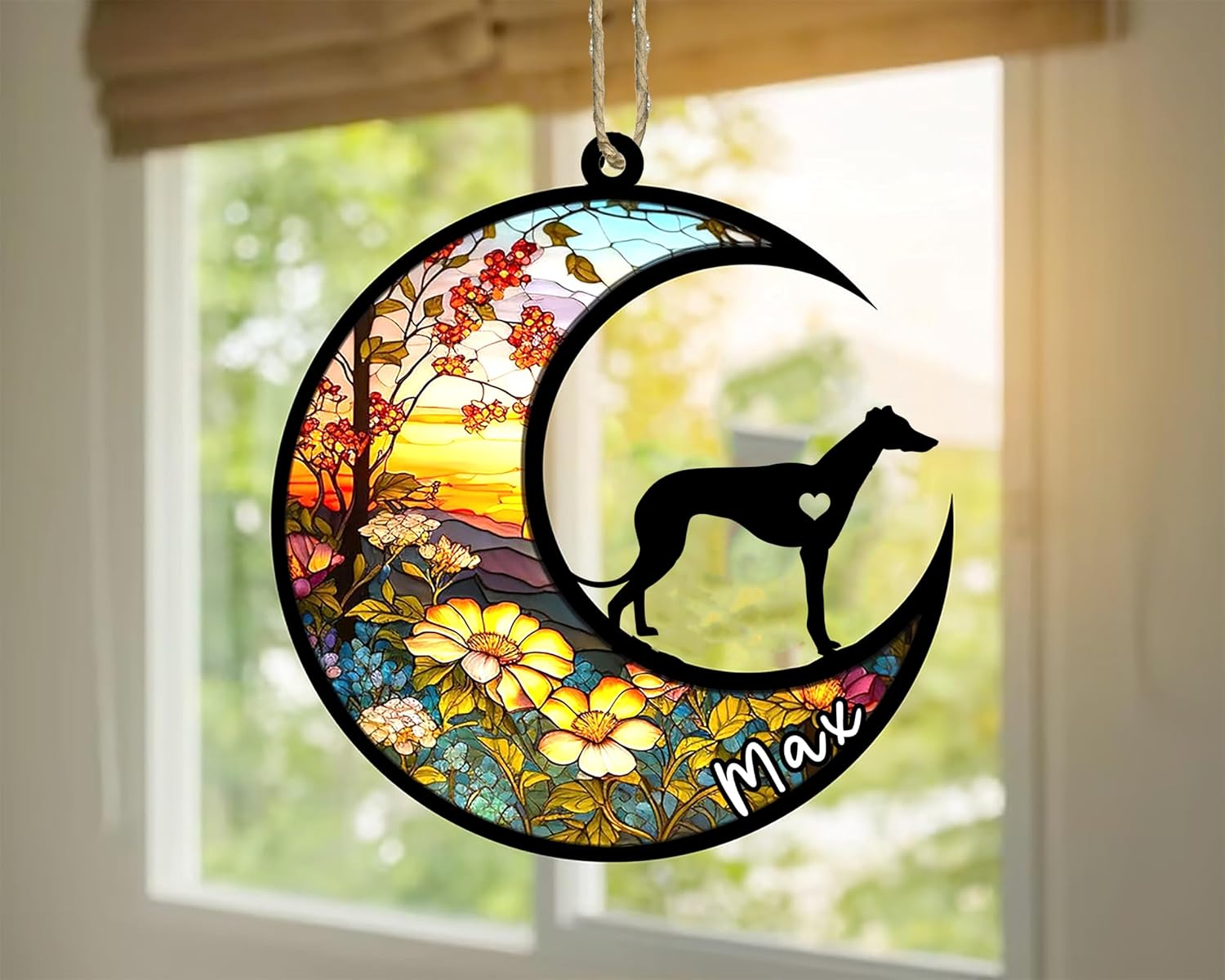 Personalized Dog Memorial, Custom Name Greyhound Dog Christmas Ornament with Name, Custom Breeds, Pet Loss Light Catcher, Gifts for Lovers Loss of Pet Sympathy on Mothers Day Christmas