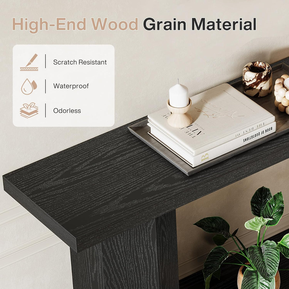 Tribesigns 71-Inch Long Console Table for Entryway, Wooden Sofa Table Behind Couch, for Living Room, Hallway, Foyer, Black