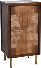eHemco Modern End Table with Storage, Two-Toned Ribbed Parquet Design, 17 x 14 x 30 Inches, Antique Walnut and Natural Finish