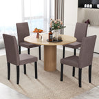 GOFLAME Upholstered Dining Chairs Set of 2, Fabric Kitchen Chairs with Padded Seat, Tilt Backrest, Rubber Wood Legs, Armless Side Chairs for Dining Room, Living Room, Restaurant, Brown