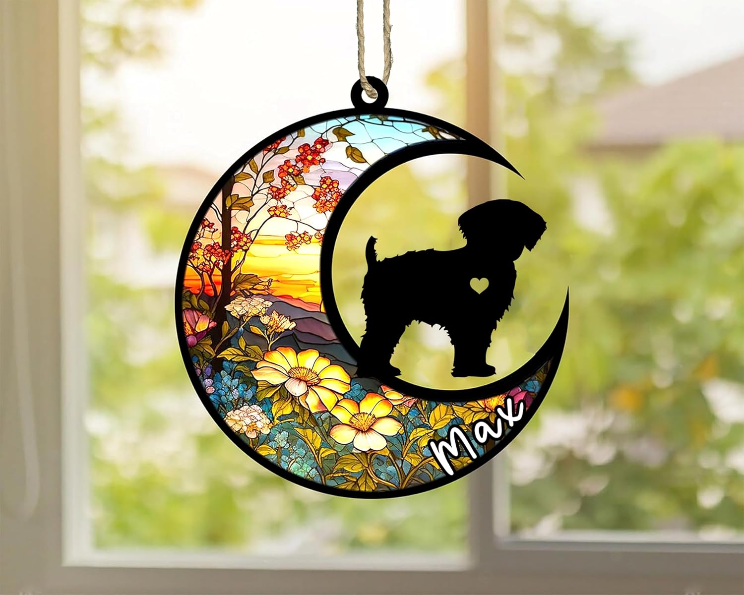 Personalized Dog Memorial, Custom Name Yorkipoo Dog Christmas Ornament with Name, Custom Breeds, Pet Loss Light Catcher, Gifts for Lovers Loss of Pet Sympathy on Mothers Day Christmas