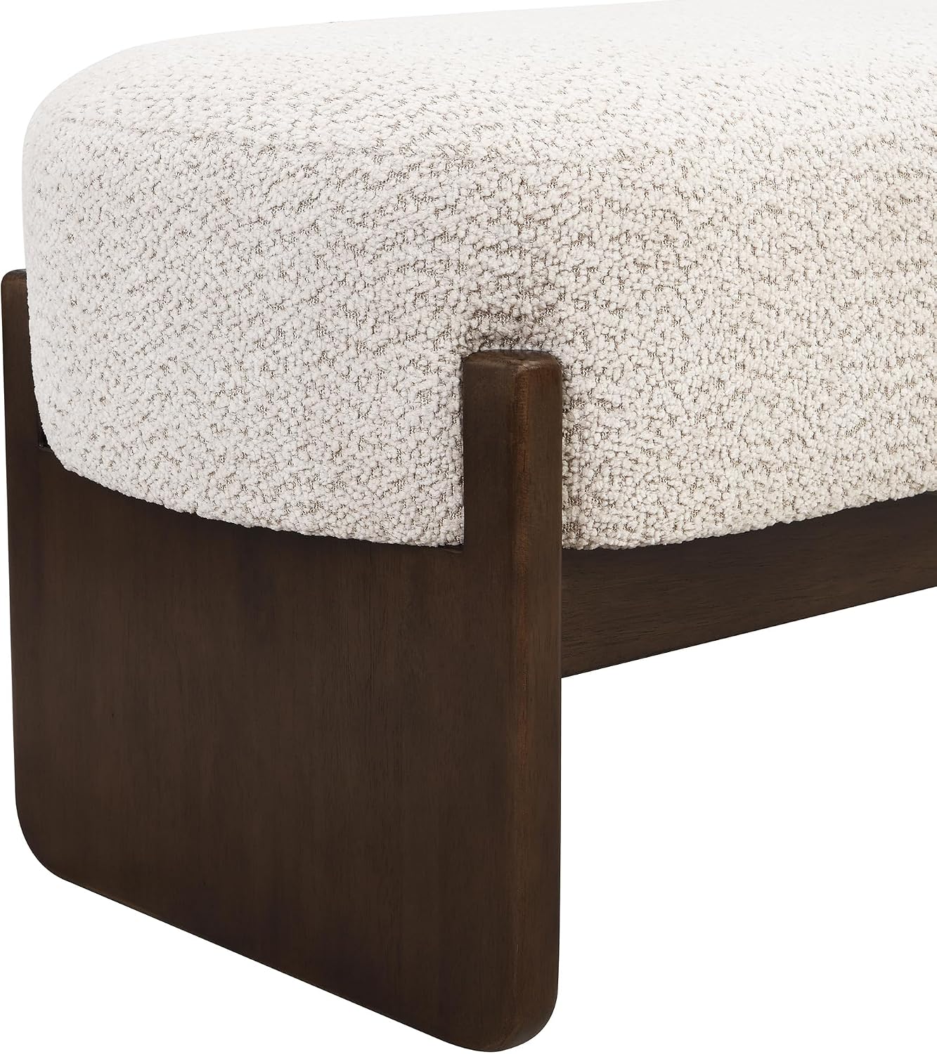 Virubi Elegant Upholstered Loop Yarn Ottoman, Beige End of Bed Entryway Benches, Corner Dining Bench Shoe Stool for Indoor Bedroom Living Dining Room (Beige)