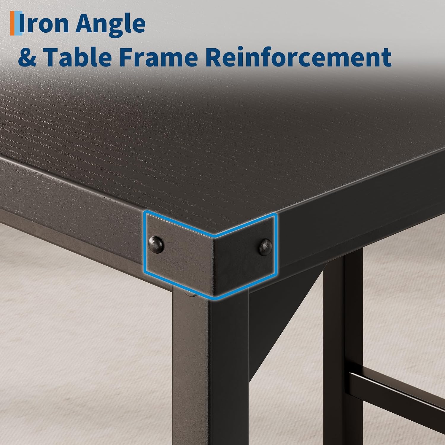 GarveeHome Dining Table Set for 2 with Corner Protector, Kitchen Table Set w/Footrest & Backrest, Counter Height Table with 2 Upholstered Bar Chairs, for Small Space, Retro Black
