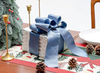 Dusty Blue Satin Wired Ribbon 2-1/2 Inch Double-Faced Sliver Glitter Christmas Ribbons for Wreath, Tree Decoration, Gift Wrapping, Home Decor 10 Yards