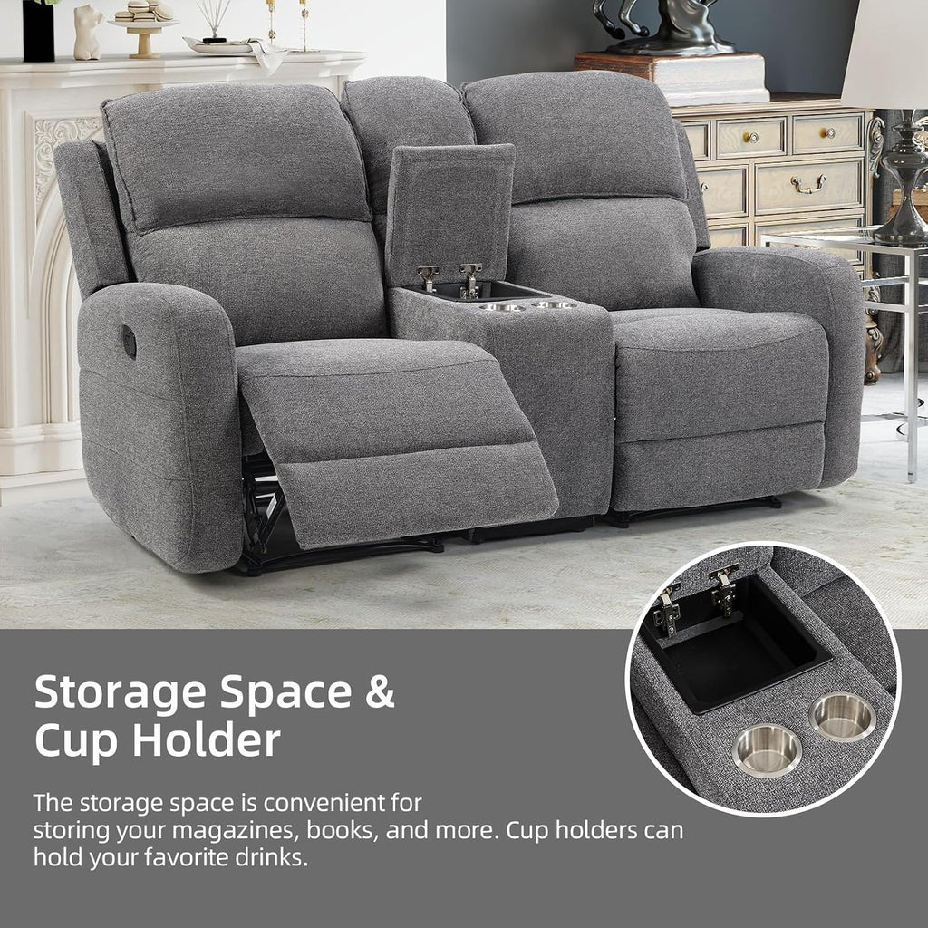 EBELLO Manual Living Room Furniture Reclining Couch Set, Fabric Recliner Chair, Loveseat and 3 Seat Sofa Couch for Meeting Room(Recliner+Loveseat+3 Seat Sofa)