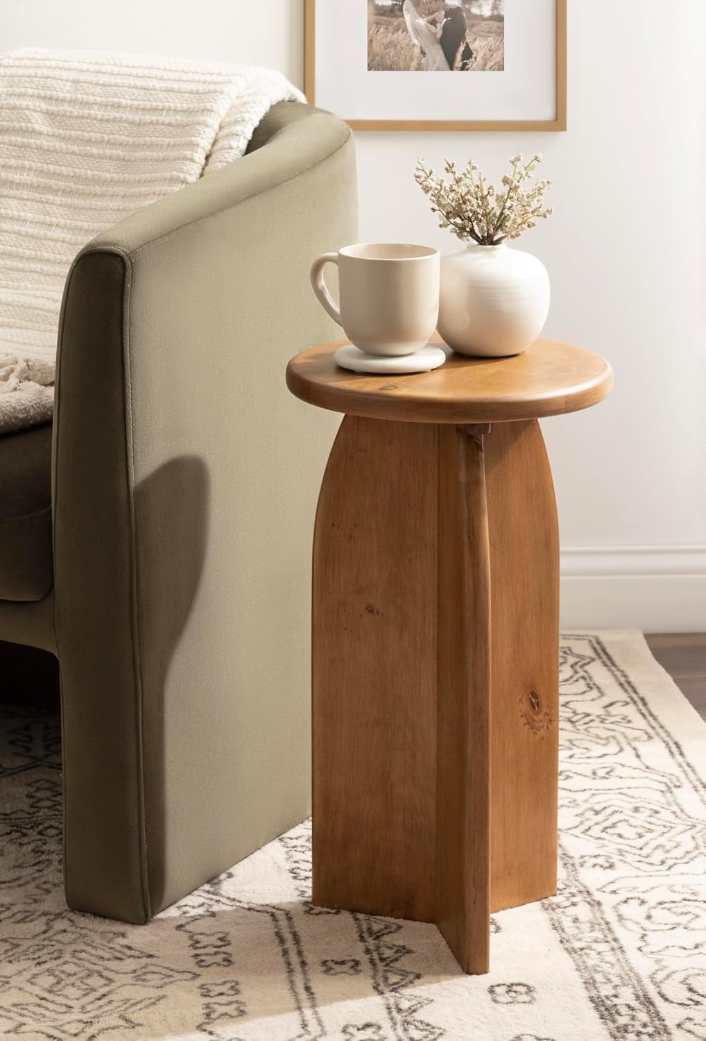 Kate and Laurel Sora Modern Wooden Round Drink Table, 12 x 12 x 22, Rustic Brown, Transitional Wood End Table for Use as Indoor Plant Stand or Living Room Mini Table