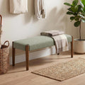 Usaint 42" End of Bed Bench, Modern Upholstered Bedroom Bench with Rubberwood Legs, Entryway Bench with Cushion, Dining Bench for Living Room, Bedroom, Green with Walnut Leg
