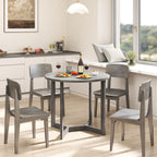 Giantex 36" Round Dining Table for 4, Kitchen Table with Wing-Shaped Base, Wood Grain Tabletop, 220Lbs Capacity, Coffee Tables for Dinette, Dinner, Dining Room, Living Room, Restaurant (Grey)