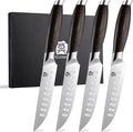 WILDMOK 5 Inch Steak Knives Set of 4, Ultra Sharp Steak Knives Kitchen Knives Set, German Stainless Steel Steak Knife Set Black Pakkawood Handle with Gift Box