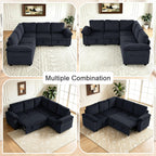 86″ Sectional Sleeper Sofa with Pull Out Bed, Modular Sectional Couch with Storage
