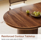 HOMMPA 70.8" Oval Dining Table for 4 6 Person Kitchen Table with Semi-Cylindrical Legs Base Large Wooden Round Dining Room Table Modern Farmhouse Dinner Tables for Kitchen Dining Living Room Walnut