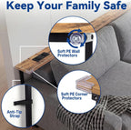 78.8inch Adjustable Height Narrow Sofa Side Table with 2 Power Outlets, Couch Behind Table for Small Space, Hallway, Entryway, Bedside, Bedroom, Stable, Easy to Assemble & Clean(Rustic Brown)