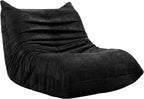Vongrasig Bean Bag Chair for Adults, Line Fabric Lazy Sofa Couch, Memory Foam Filled Bean Bag Lounge Chair Perfect for Living Room, Bedroom and Office, Black