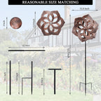 WONDER GARDEN Wind Spinner - Wind Spinners Outdoor, Outdoor Metal Windmills, 4.4 Ft Retro Brown Wind Sculptures Spinner Lawn Ornaments Wind Spinner for Yard, Lawn and Garden