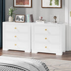 COWMOU Nightstand with Drawers 3 Drawer Night Stand with Charging Station Farmhouse Style Large Bed Side Table Wooden Dresser for Bedroom Living Room (1, White)