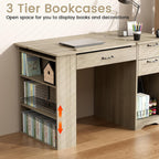 Drafting Table with Storage Cabinet & Drawers, Adjustable Drawing Table with Open Shelves, Craft Art Desk for Artists, Painters, Drawing, Crafting, Reading, Writing, Working (Grey)