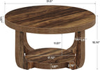 Tribesigns Round Coffee Table, 2-Tier Circle Coffee Table with Storage, Modern Wooden Accent Center Table for Living Room, Thick Tabletop & Base, Dark Brown