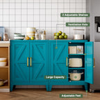 32" Metal Bathroom Storage Cabinet,Floor Storage Cabinet with 2 Doors and 2 Adjustable Shelves,Freestanding Sideboard for Small Spaces, Hallway, Dining Room,Blue