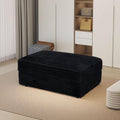 Modern Corduroy Sofa Storage Ottoman, Upholstered Memory Foam Footrest (Black Footrest)