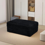 Modern Corduroy Sofa Storage Ottoman, Upholstered Memory Foam Footrest (Black Footrest)