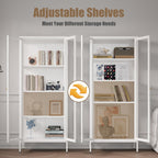Glass Display Cabinet, 66" Tall Metal Storage Cabinet with Doors and Adjustable 3 Shelves, White Curio Glass Showcase, Pantry Storage Cabinet, Large Display Case for Living Room, Hallway, Kitchen