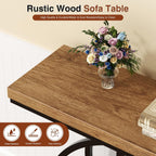 Vongrasig Console Table with Circle Base, Industrial Narrow Entryway Table with Storage, 4-Tier Wood Sofa Table for Living Room, Hallway, Rustic Brown