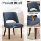 Dining Chairs Set of 6,Modern Dining Room Chairs with Thick Cushions,Upholstered Linen Fabric Kitchen Chairs for Kitchen Dining Room DARKBLUE