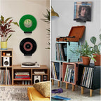 Wood Vinyl Record Shelf Wall Mount, Small Wall Record Holder Display Shelf, Vinyl Record Shelves Record Album Display Holder for LP, CD, Book Art Storage Vintage Home Decor (12, Black)