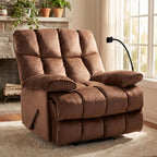 Euthymia Oversized Recliner Chair, Large Recliner Chair Chairs for Adults 400LBS, Big and Tall Manual Fabric Heavy Duty Recliner Chair, Extra Wide Recliners for Living Room, Brown