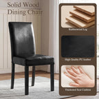 LSSBOUGHT Modern Dining Chair Urban Style Linen Kicthen Chairs with Solid Wood Legs for Dining Room and Restaurant (Black, Set of 6)