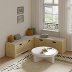 L Shape Storage Bench, Kitchen Breakfast Nook Bench, L Shaped Bench,Backless Corner Bench Nook with Storage,for Entryway,Dining Room,Kitchen (Natural)