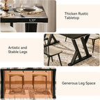 Solid Wood Dining Table for 4-6 People, 63 Inches Wooden Farmhouse Rectangular Kitchen Dinner Table with Heavy-Duty Legs for Home, Living Room, Dining Room, Black