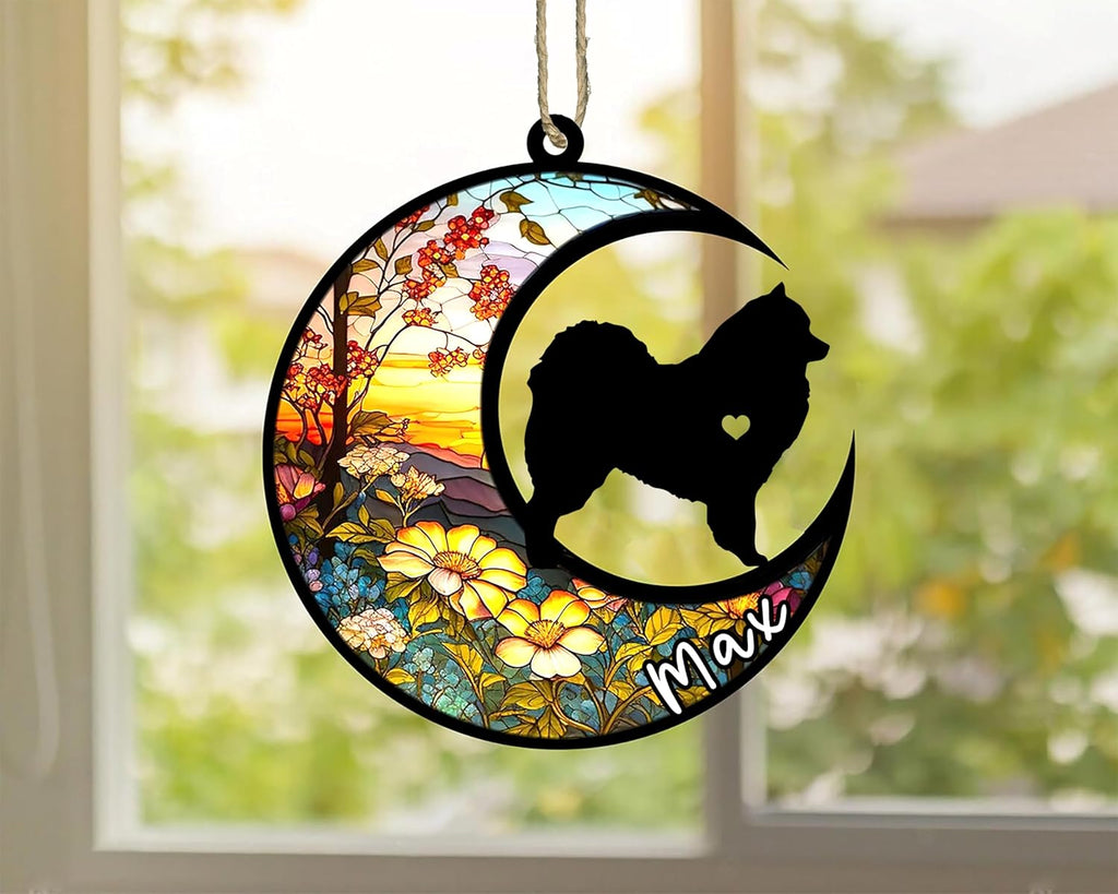 Personalized Dog Memorial, Custom Name Samoyed Dog Christmas Ornament with Name, Custom Breeds, Pet Loss Light Catcher, Gifts for Lovers Loss of Pet Sympathy on Mothers Day Christmas