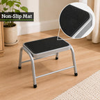 Premier Housewares Leecroft Metal Step-up Stool, H25 x W43 x D35cm, Silver