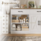 HOSTACK 71"W Farmhouse Kitchen Sideboard Buffet Cabinet with Storage, White