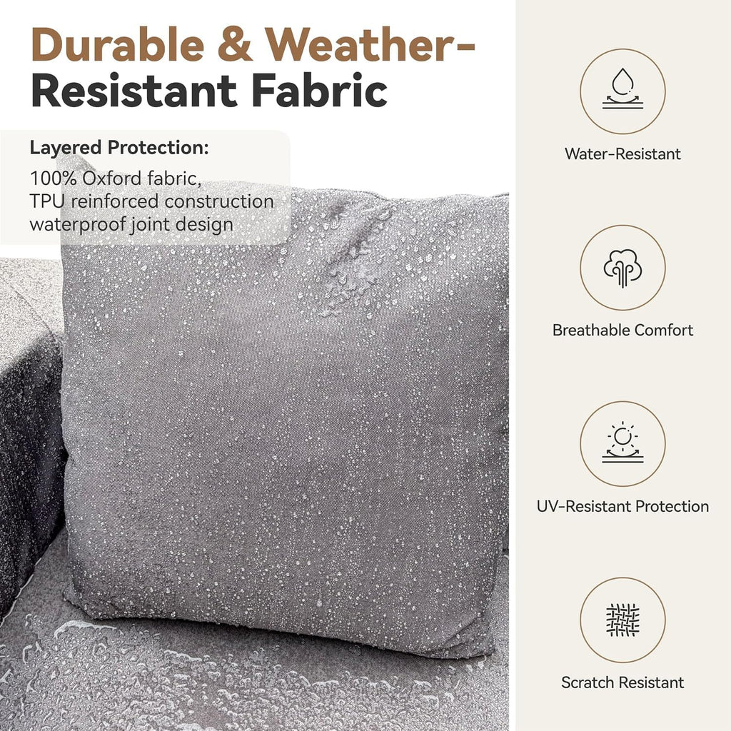 Daneey Outdoor Sectional Sofa Ottoman, Dark Gray | 1 Pillow Included