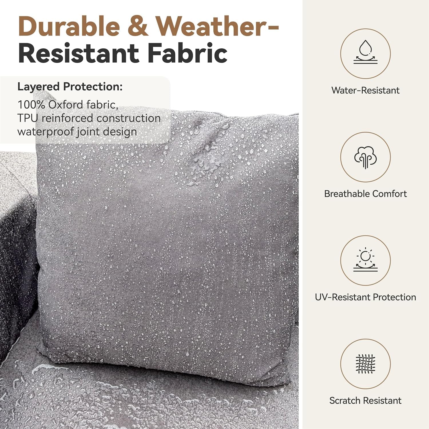 Daneey Outdoor Sectional Sofa Ottoman, Dark Gray | 1 Pillow Included