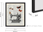 Poster Master Dictionary Art Poster - Sewing Machine Print - Sewing Art - Butterfly Art - Gift for Men, Women & Dressmaker - Chic Decor for Living Room, Bedroom or Office, 8x10 Black Framed