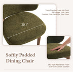 YOUNUOKE Single Dining Chair Modern Dining Room Chair Green | Upholstered Chenille Fabric Kitchen Chair, Widen Curved Backrest Comfy Side Accent Chairs with Wide Padded, Wood Legs