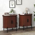 Simore Sideboard Buffet Cabinet with Storage, 47.2" W x 32''H Fluted Storage Cabinets with Sliding Doors, Entryway Sideboards Cabinet for Living Room Kitchen, Oak