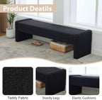 Chifee & Vingol 66.9" W Modern Living Room Bench Upholstered Bedroom Benches End of Bed Bench for Entryway, Dining Room and Living Room,Black