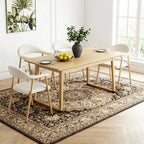 DUMOS Dining Chairs Set of 2, Linen Fabric Upholstered Kitchen Side Chairs with Curved Backrest & Metal Legs, Modern Farmhouse Accent Chairs for Dining Room Kitchen Living Room Cafe, Beige