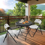 Bonnlo Round Folding Table 32 inch, HDPE Plastic Small Tabletop with Steel Frame Foldable Card Table for Indoor Outdoor Outside Dining, Party and Commercial Event, Black