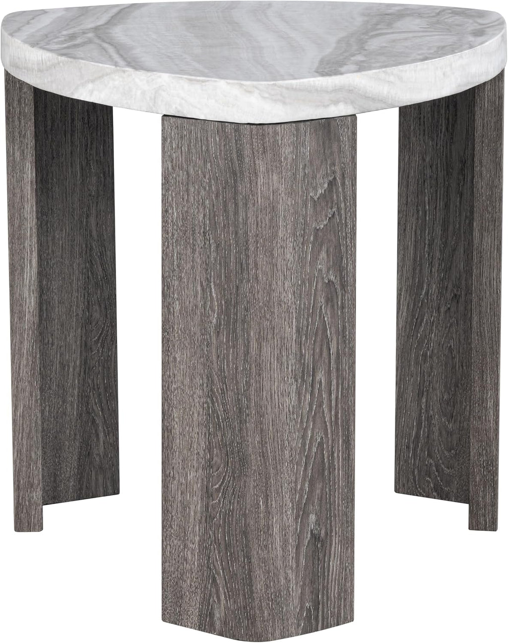 Furniture of America Toralle Modern Solid Wood 24-inch Triangle End Table with Replicated Marble Top for Living Room, Gray