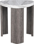 Furniture of America Toralle Modern Solid Wood 24-inch Triangle End Table with Replicated Marble Top for Living Room, Gray