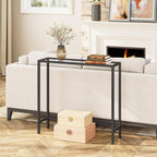 HOOBRO 29.5" Narrow Console Table, Modern Sofa Table Behind Couch Table | Tempered Glass Entryway Table, Small Side Table for Entrance, Living Room, Foyer, Hallway, Bedroom, Black BK07XG01