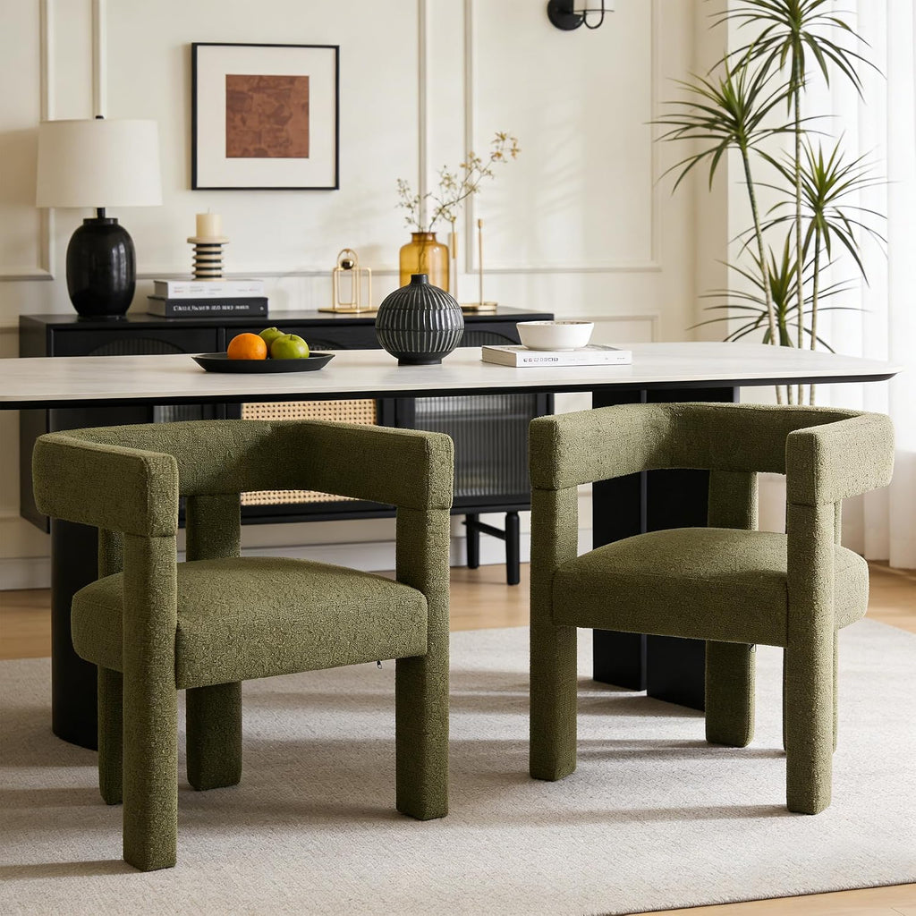 Modern Dining Chair Set of 4 Living Room Chairs,Upholstered Barrel Chair | boucle chair set dining room chair black dining chairs unique dining chair set