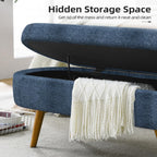 43.5" Ottoman with Storage, Storage Ottoman Bench with Safety Hinge, Foam End of Bed Bench Upholstered Entryway Bench for Bedroom, Living Room & Window, Dark Blue