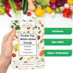 Woods Creek Seeds: Purple Top White Globe Turnip Seeds for Planting - Heirloom Root Vegetable Variety - Fast Growing Turnips with Edible Greens - Non-GMO Garden Seeds for Fall or Spring