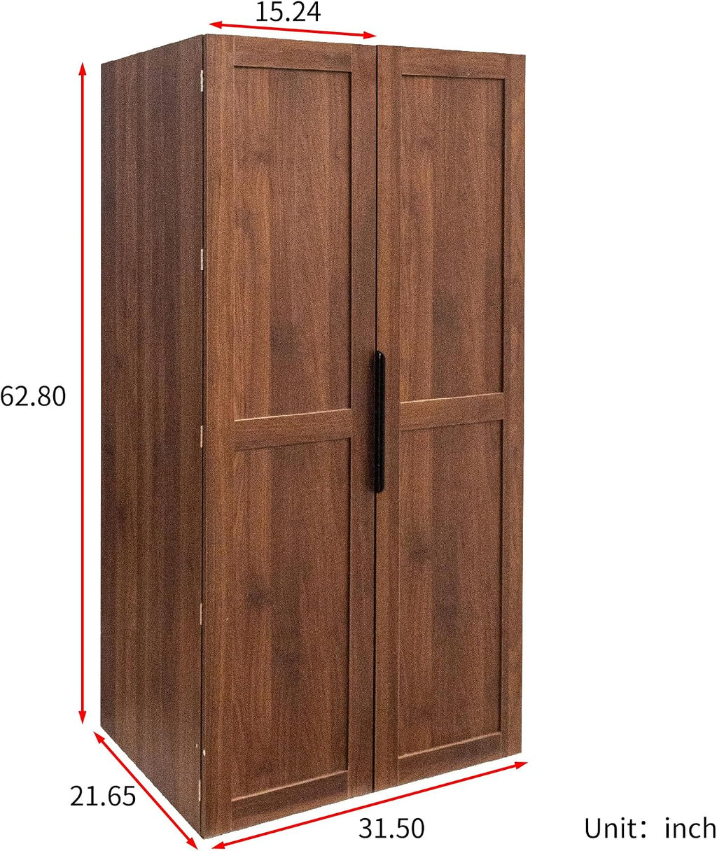 62.8''H Tall Kitchen Pantry Cabinet, Freestanding Buffet Cupboards Sideboard with Doors & Door Shelves, Farmhouse Storage Pantry for Kitchen Living Room Dinning Room, Walnut